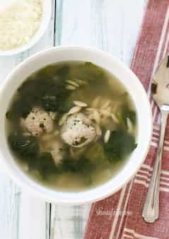 Escarole Soup With Turkey Meatballs (Italian Wedding Soup)