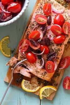 Grilled Mediterranean Cedar Plank Salmon