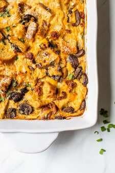 Breakfast Strata With Sausage And Mushrooms