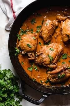 Chicken Thighs With Shallots In Red Wine Vinegar (Poulet Au Vinaigre)