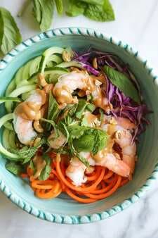 Spiralized Summer Roll Bowls With Hoisin Peanut Sauce