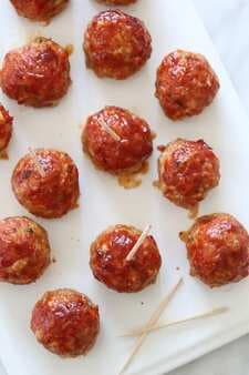 Sweet N Spicy BBQ Turkey Meatballs with Bacon