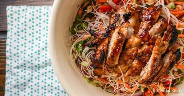 Asian Noodle Salad With Broiled Hoisin Chicken Thighs