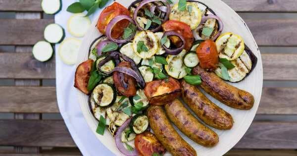 Grilled Chicken Sausages And Vegetables