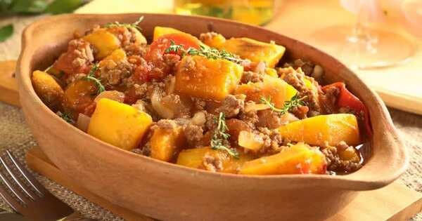 Ground Turkey And Butternut Squash Skillet With Feta