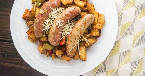 Roasted Italian Sausages With Potatoes, Peppers, And Onions