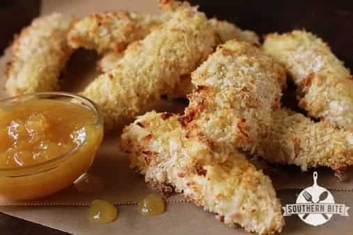 Coconut Chicken Fingers with Pineapple Sweet and Sour Sauce