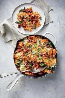 Beefy Baked Ravioli With Spinach And Cheese