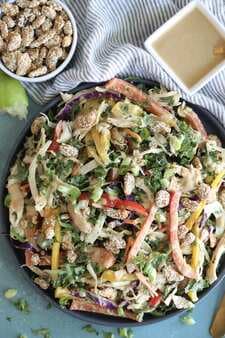 Asian Sesame Slaw Salad With Chicken And Cashew Ginger Dressing