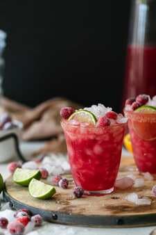 Cranberry Pitcher Margaritas With A Spiced Salty Sugar Rim
