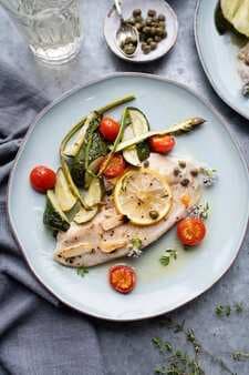 Oven Baked Tilapia with Zucchini and Asparagus