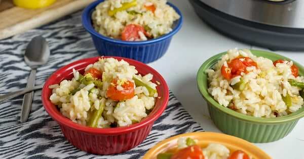 Cheesy Instant Pot Risotto with Spring Veggies