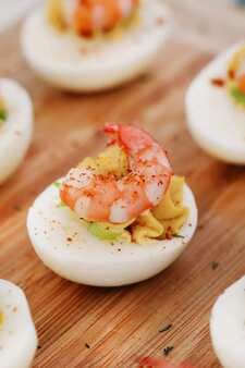 Deviled Eggs With Old Bay Shrimp