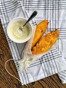 Air Fried Cornflake Crusted Chicken Tenders with Honey Mustard