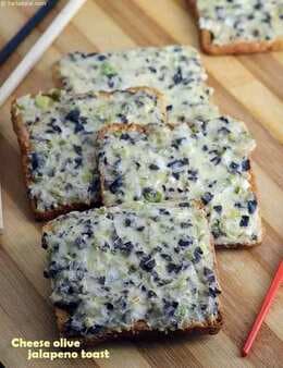 Cheese, Olive And Jalapeno Toast