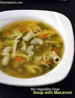 Mix Vegetable Clear Soup With Macaroni