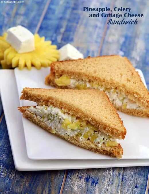 Pineapple, Celery And Cottage Cheese Sandwich
