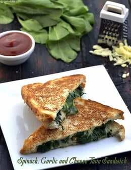 Spinach, Garlic And Cheese Tava Sandwich