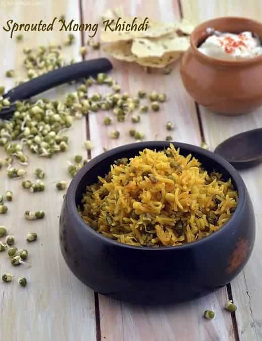 Sprouted Moong Khichdi, Microwave