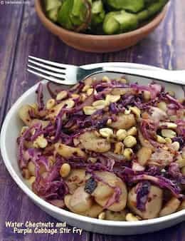 Water Chestnuts And Purple Cabbage Stir Fry