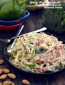 Whole Wheat Spaghetti With Vegetables In Almond Sauce