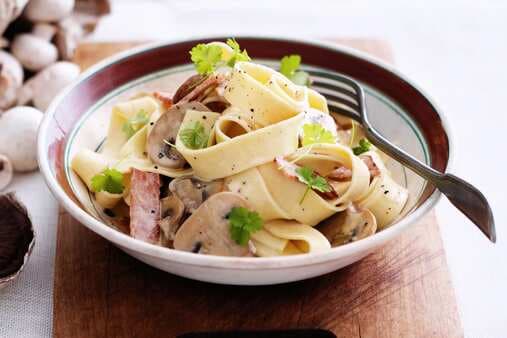 Bacon And Mushroom Pappardelle