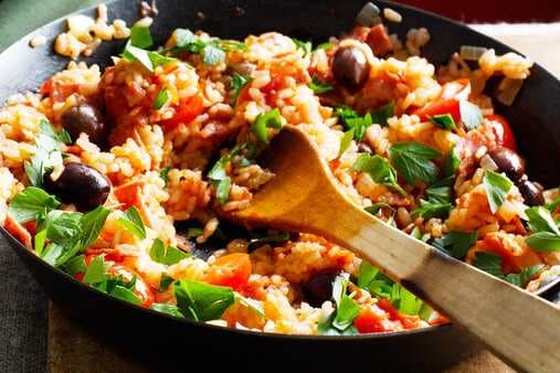 Baked Salami And Tomato Risotto