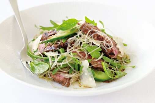 Balsamic Beef And Glass Noodle Salad With Rocket And Parmesan