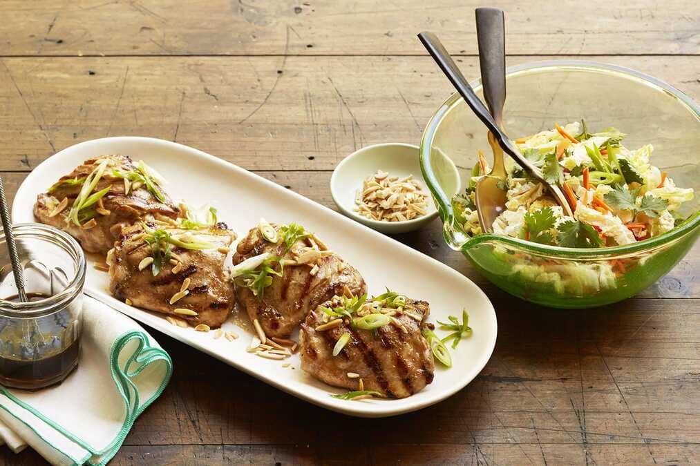 Barbecue Chicken Cabbage And Toasted Almond Salad