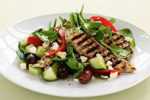 Barbecued Chicken With Greek Salad
