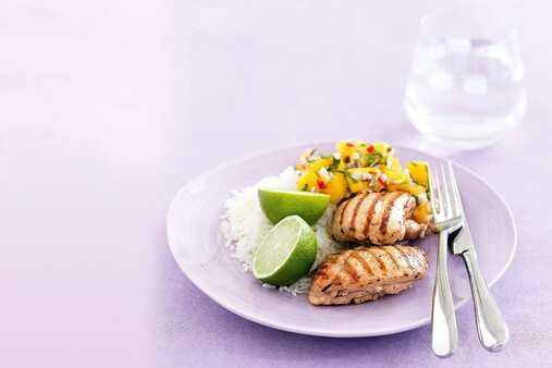 Barbecued Chicken With Mango Salad