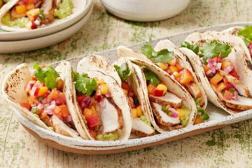 Barbecued Chicken Tacos With Charred Nectarine Salsa