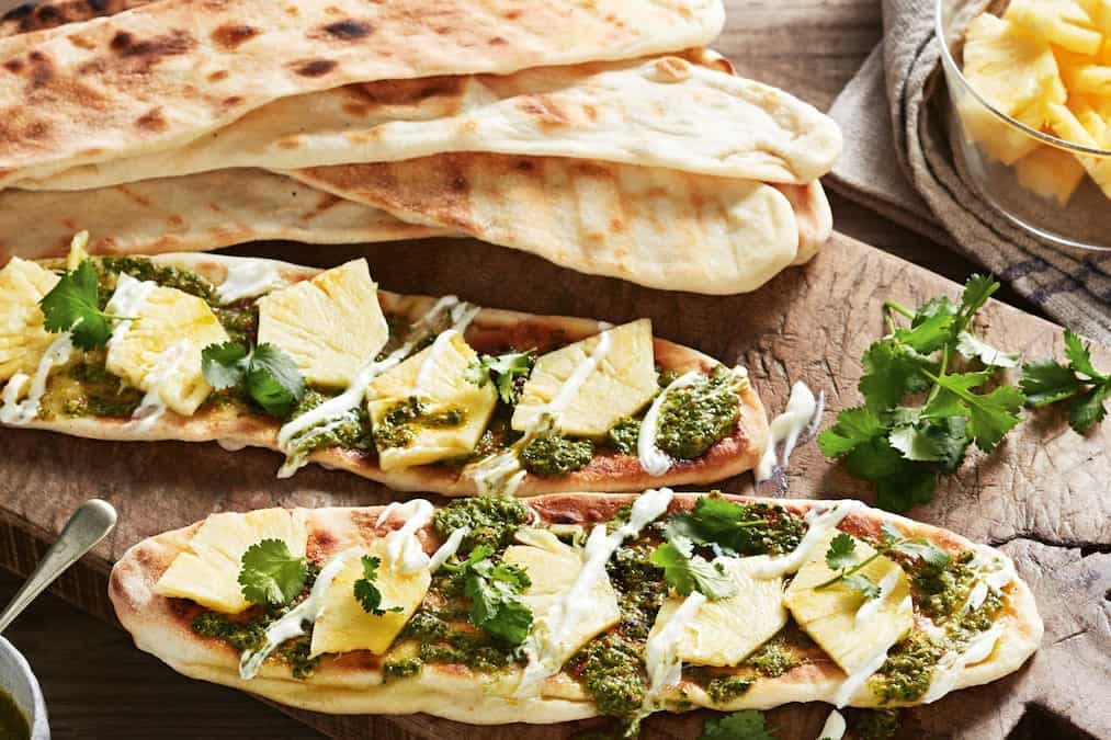 Barbecued Naan With Ginger-Coriander Chutney