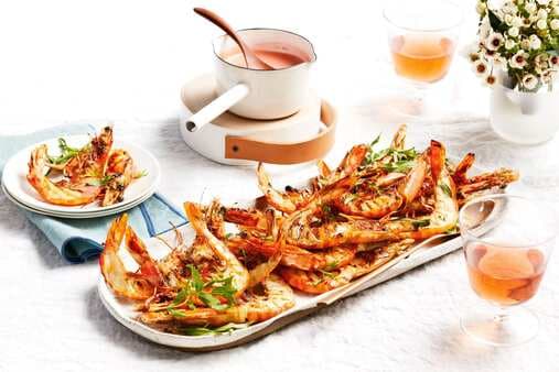 Barbecued Prawns With Ros Butter Sauce