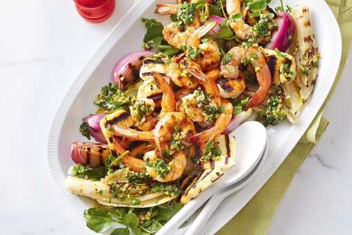 Barbecued Prawns With Salsa Verde