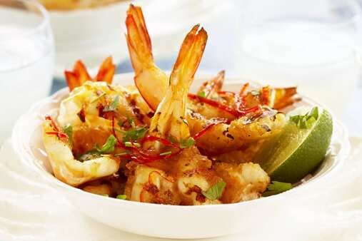 Barbecued Split Prawns With Lime Caramel Sauce
