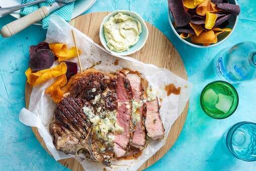 Barbecued T-Bone With Whipped Gorgonzola Butter