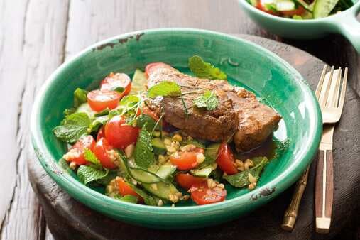 Barbecued Thai Beef With Cucumber And Mint Salad