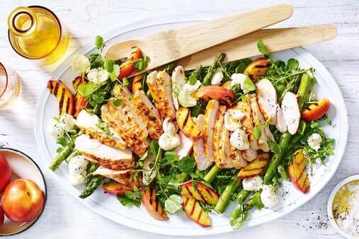 BBQ Nectarine Chicken And Asparagus Salad
