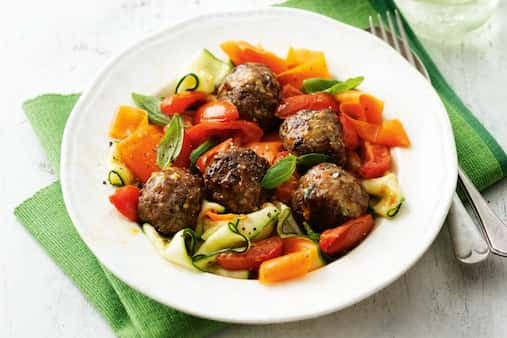 Beef And Mushroom Meatballs With 'Pappardelle'