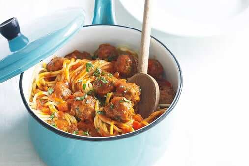 Beef And Mushroom Meatballs With Spaghetti