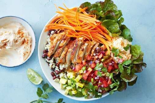 Brown Rice And Bean Bowl With Chargrilled Chicken
