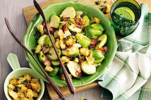 Brussels Sprouts With Bacon And Crunchy Garlic Crumbs