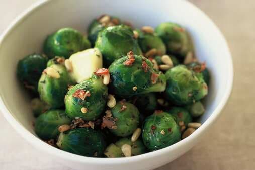 Brussels Sprouts With Chilli Rosemary Pancetta And Pine Nuts