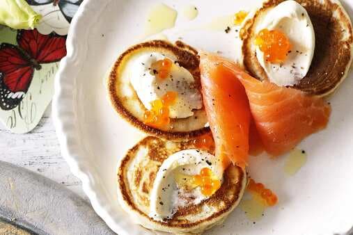 Buckwheat Pikelets With Smoked Salmon And Dill
