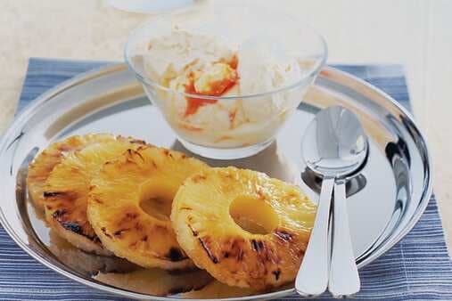 Caramelised Pineapple With Mango Ice-Cream