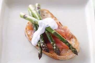 Chargrilled Asparagus And Smoked Salmon Crostini