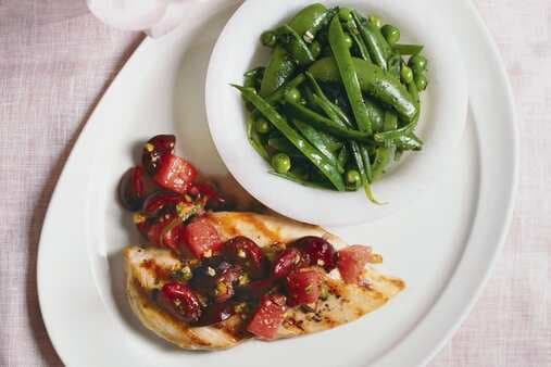 Chargrilled Chicken With Cherry-And-Watermelon Salsa