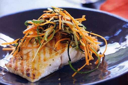 Chargrilled Fish With Carrot Salad And Soy Dressing