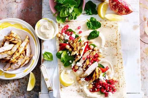Chia Wraps With Pomegranate And Moroccan Chicken